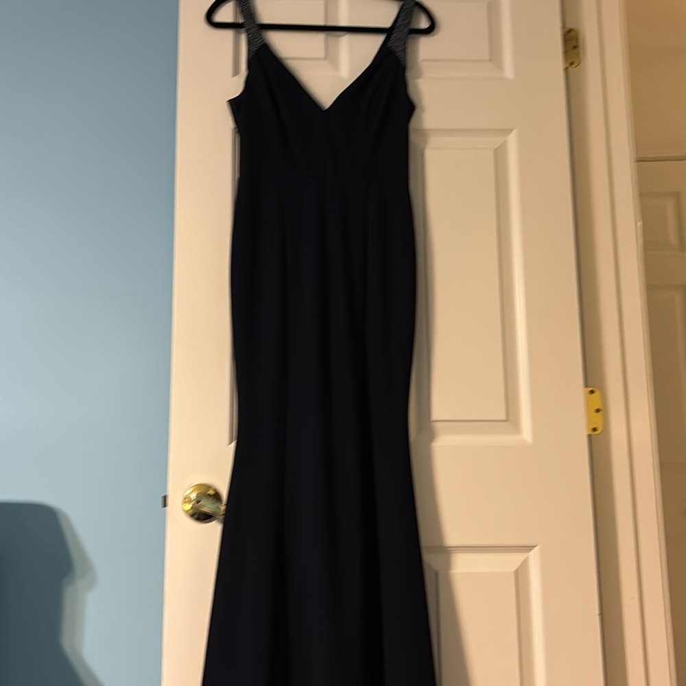 Long Navy Gown W/V neck